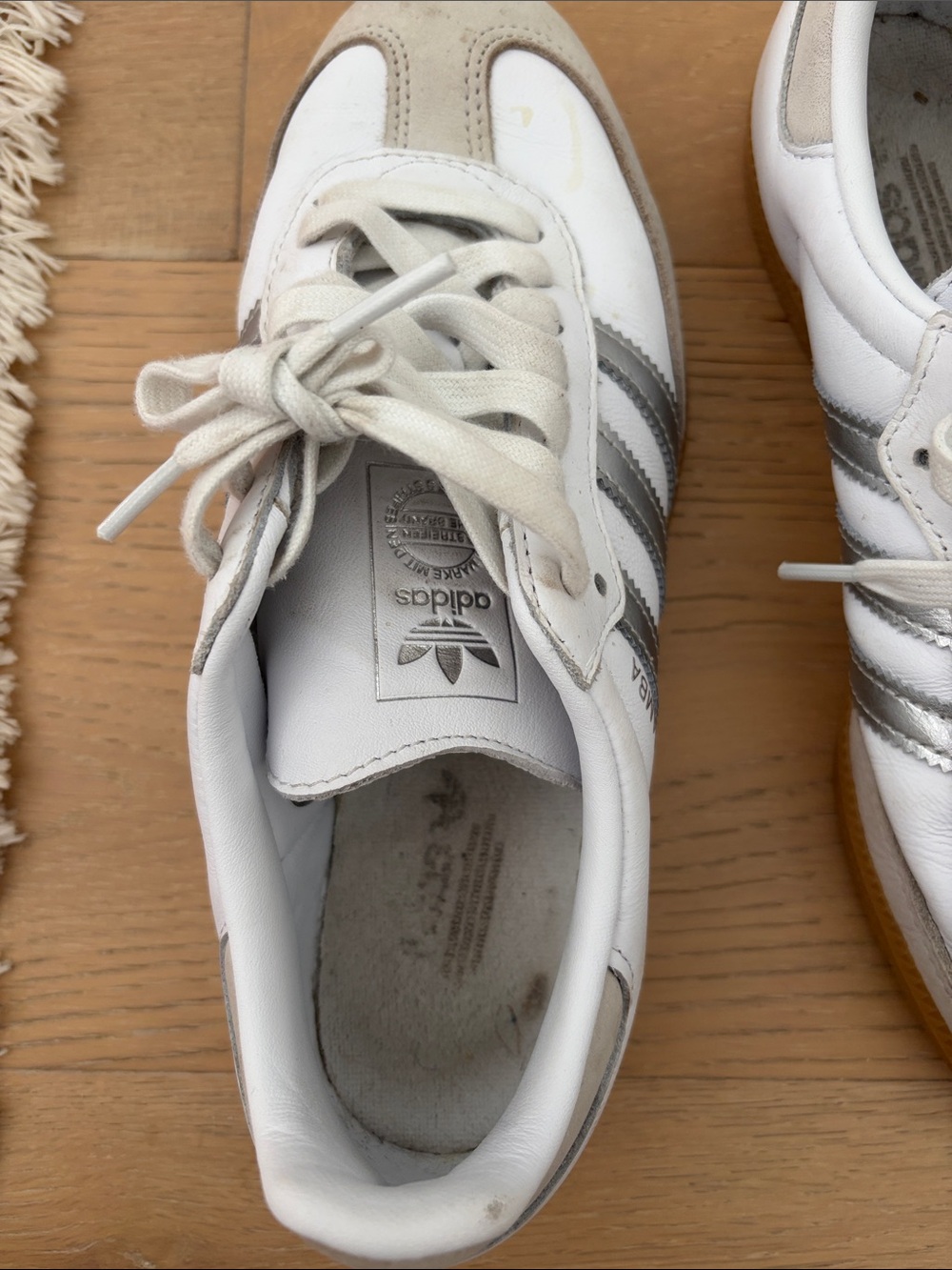adidas White and Silver Samba with Gum Sole - Picture 10 of 12